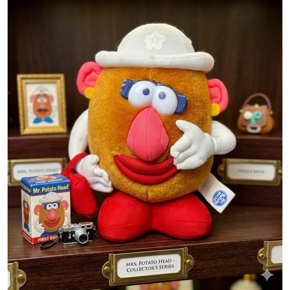 Mrs Potato‎ Head Plush 1999 Nanco Hasbro Vintage Stuffed Animal Toy White Hat